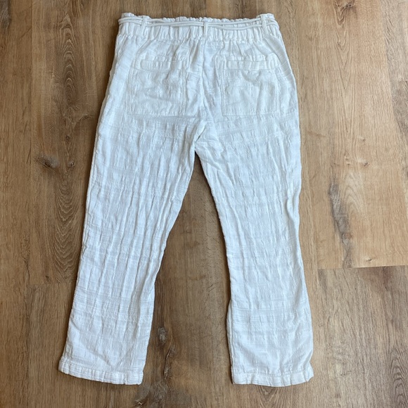 Sundance Coastline White Pants petite small 100%Cotton Stretch Waist Beachy Boho - Picture 6 of 10